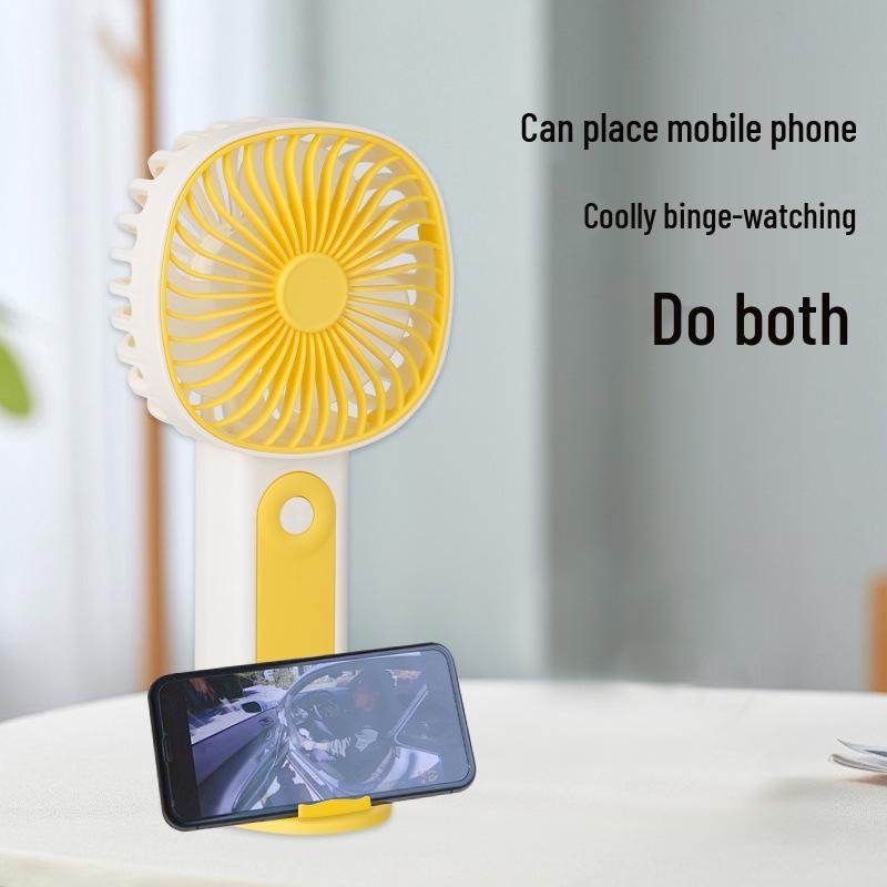 Mini Cartoon USB Rechargeable Handheld Fan - Three-Speed, Silent, Strong Wind Portable Desktop Fan