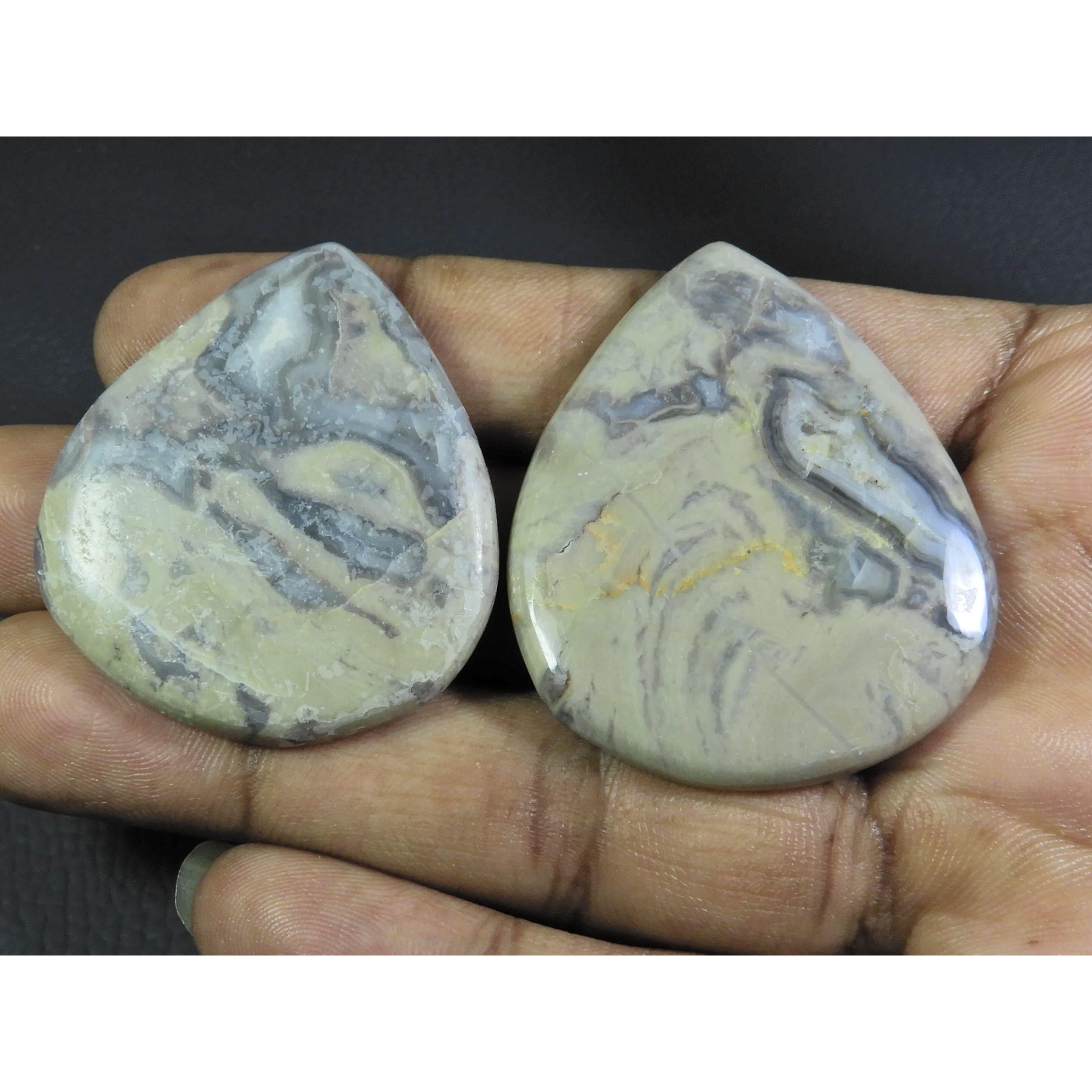 

159Cts. Natural Coffee Bean Jasper Pear Cabochon Loose Gemstone 2 Pcs Lot A-313