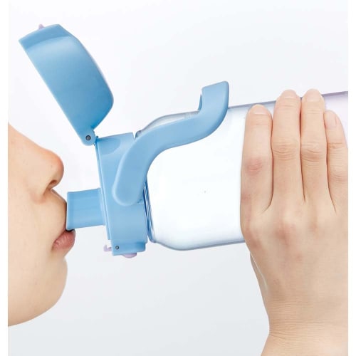 Skater Drink Marker Bottle, 1L, with Handle, Easy to See Drink Volume at a Glance, Plastic, Blue & Lilac, PDMK10-A