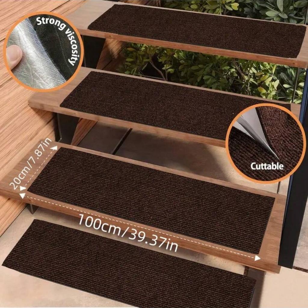 1 Stück Waschbarer rutschfester Treppenstufen-Schutzteppich Selbstklebender Teppich Sicherheitstreppenmatte Stufeneinsatz für Innenbereiche Bodenmatten 100x20CM