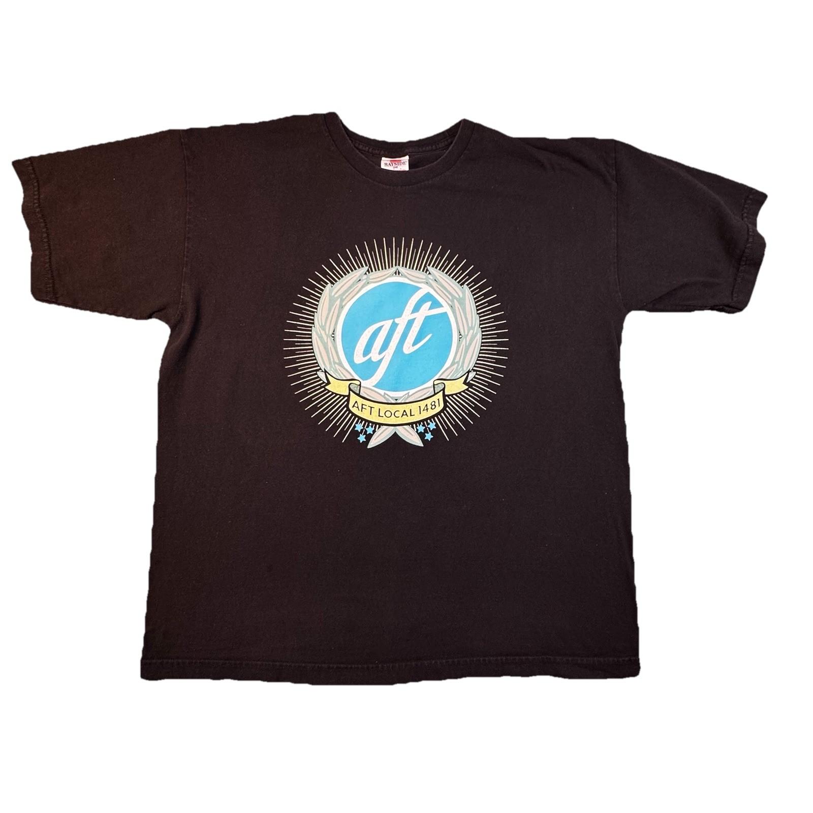 AFT Local 1481 Union T Shirt Mens L Black Bayside Made USA Graphic -412 Unisex T-Shirt M