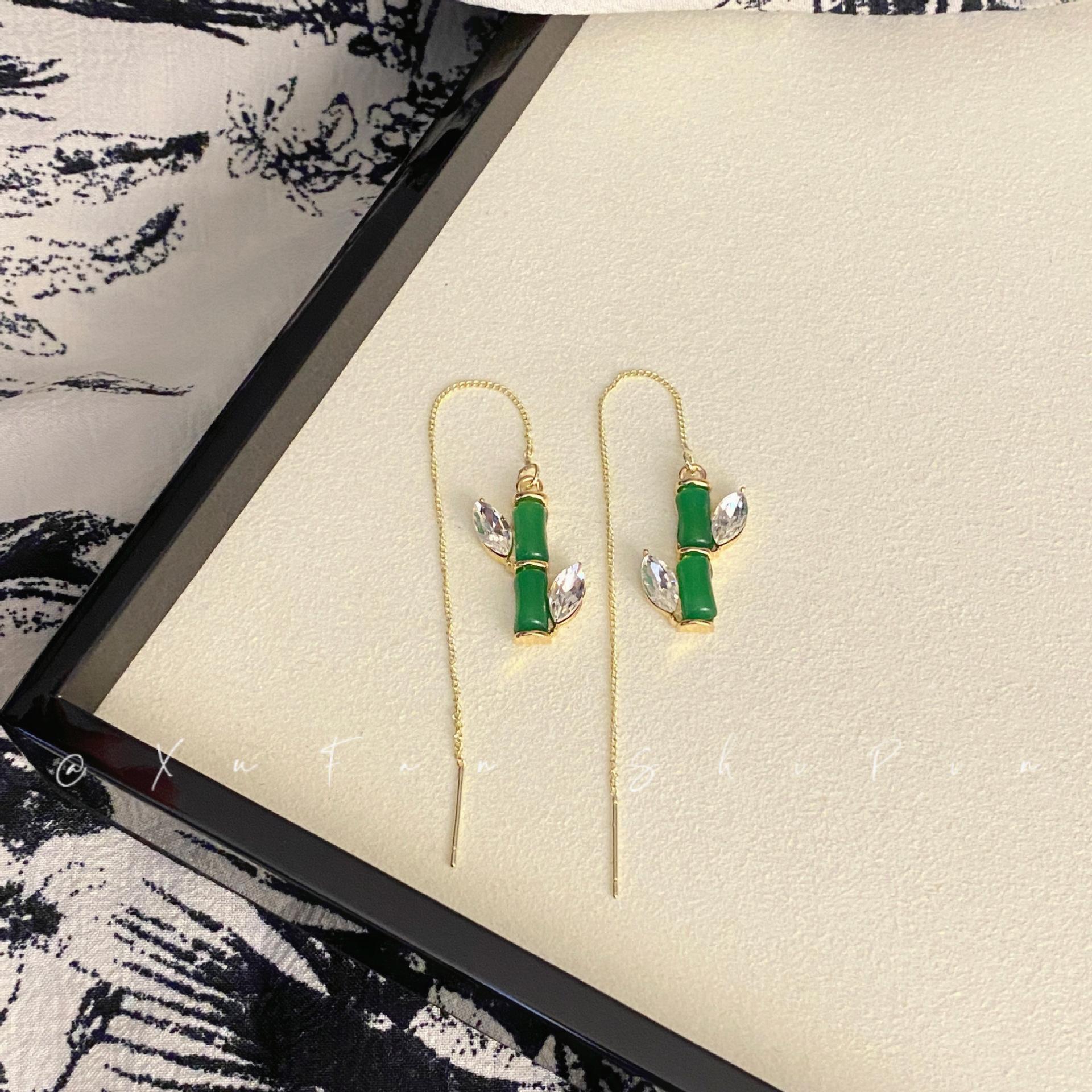 

Новые модные темпераментные бамбуковые серьги с кисточками из циркона, персонализированные женские серьги-джокеры