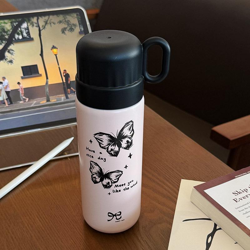 

Портативный термос из нержавеющей стали с рисунком для студентов - стакан для воды двойного назначения для школы и улицы 500ml