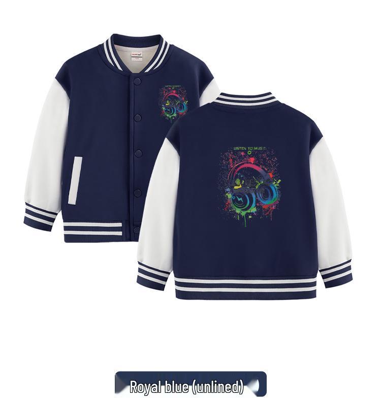 Boys' 2026 Autumn/Winter Fleece Baseball Jacket - Versatile Trendy Top for Big Kids