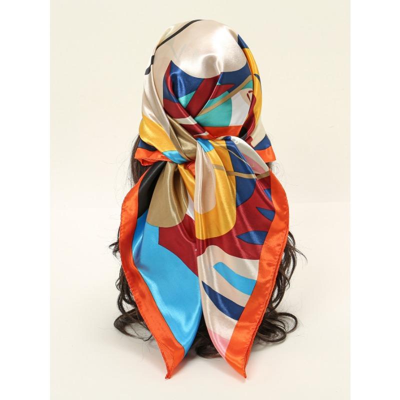 Retro Cartoon Flower Simulation Silk Small Silk Scarf Women's Spring and Autumn Decorative Scarf Square Scarf Thin Scarf Printed Yarn Scarf