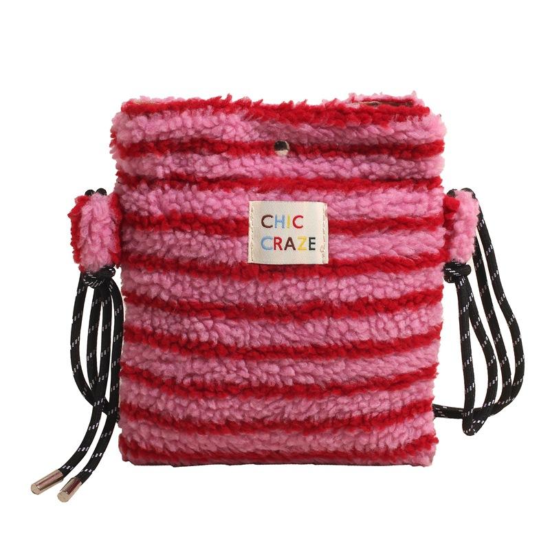 New plush rainbow polka dots cute small bag pink shoulder messenger bag shopping storage bag