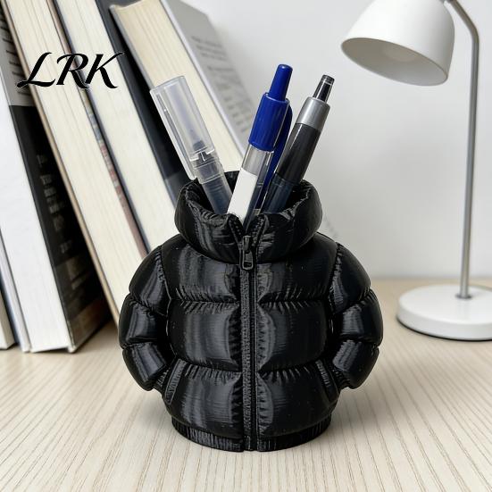 Warm Visual Pen Holder Down Jacket Holder, 3D Printed Desktop Organizer, Lightweight Durable Hollow Matte Texture for Students Dormitory Office