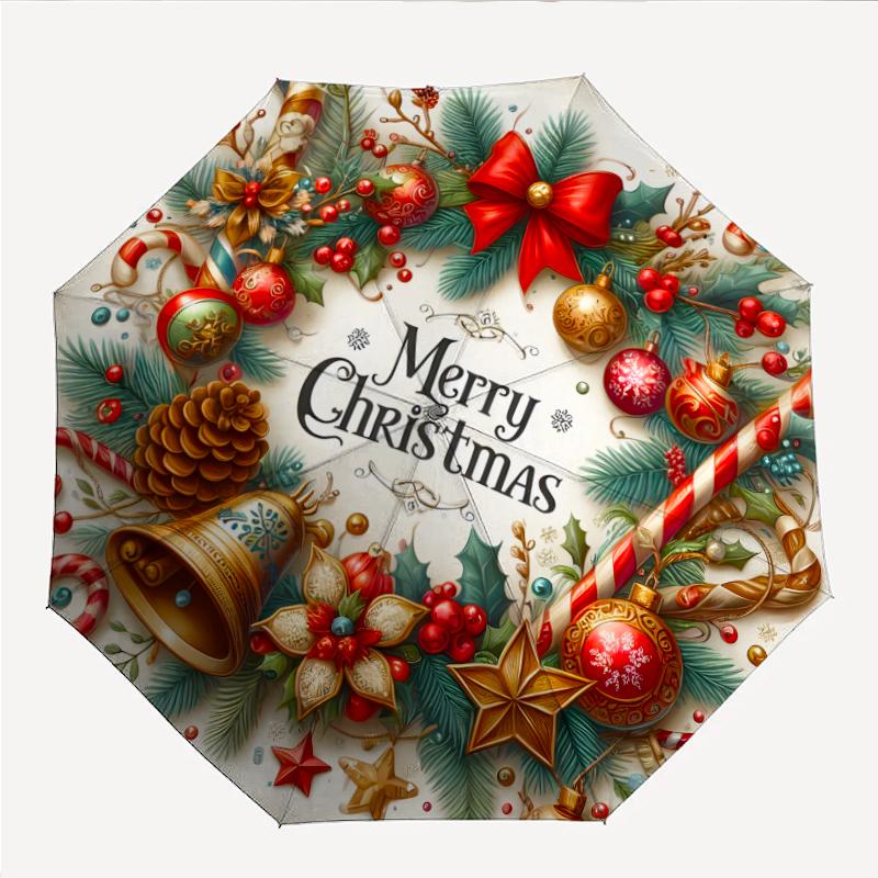 Chrismas Fashionable Automatic Opening/Closing Folding Umbrella. Portable and Foldable, Ideal for Gift, Travel, and Daily Use.