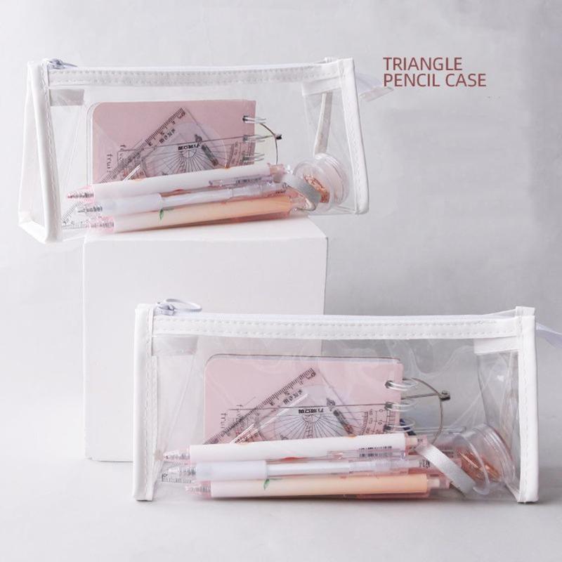 1 Stück Transparenter großer Bleistiftetui Koreanisches tragbares Schüler-Bleistiftetui Kosmetik-Aufbewahrungstasche Büro Schulsachen