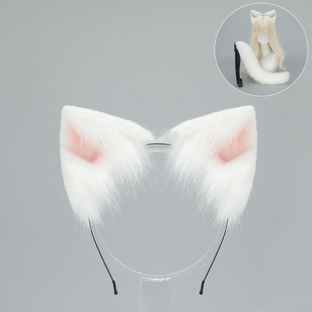 Plüsch-Katzenohren-Haarreif Realistische Tierohren Haarband Neues flauschiges Katzenohren- und Schwanz-Set Haaraccessoires