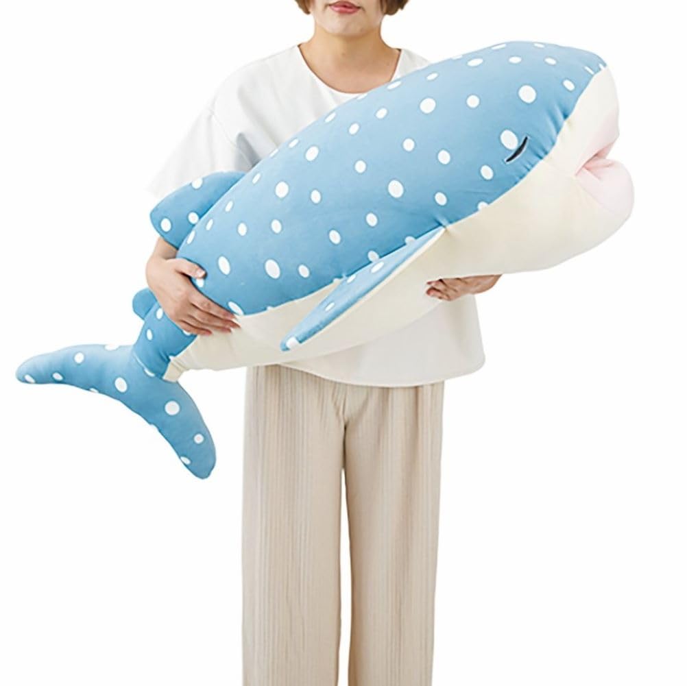 Livheart Premium Sleepy Animals Kamu Kamuzu Whale Shark Body Big Size 100cm In Fluffy and Jinbei-san Pillow, (Approx. Length), Soft, 78108-62