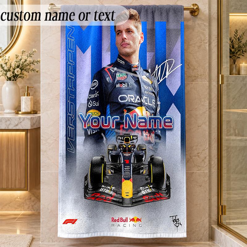 Beach TowelMax Verstappen Custom Name Text Personalized Soft Towel for Beach Pool Indoor Home Decor Gift