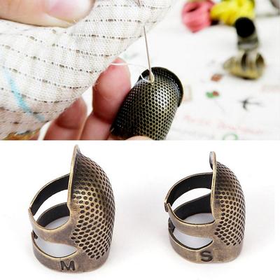 Retro Handmade Sewing Thimble Finger Protector Needlework Metal Brass Sewing Needle Thimble Sewing Tool Accessories Home Storage