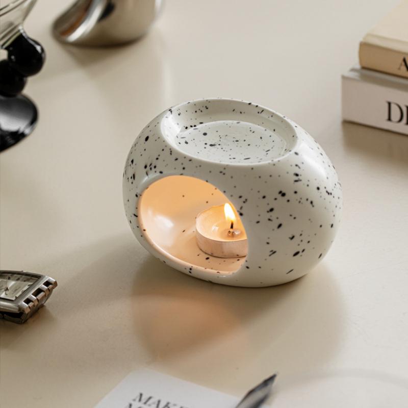 Jednoduchý černý držák na svíčku keramika éterický olej rákosový difuzér pec pro domácnost, lázně, aromaterapie kadidelnice