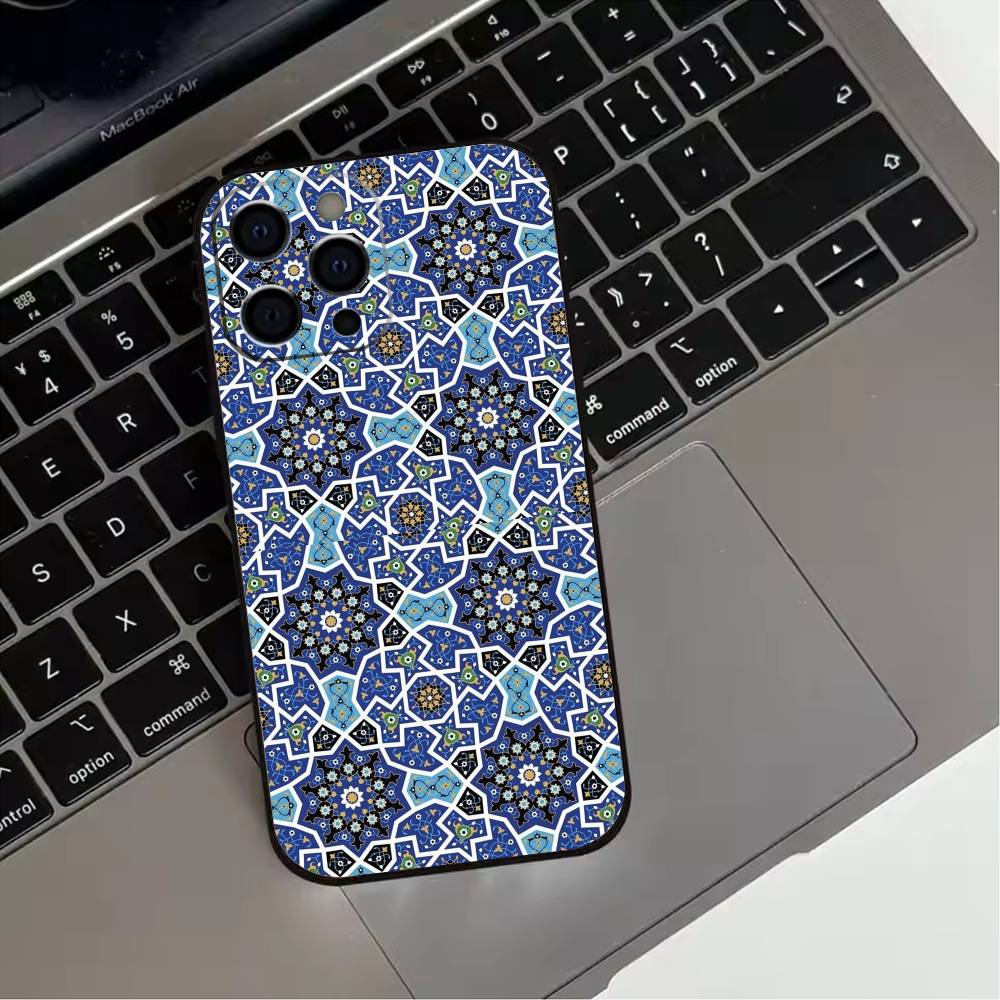 Art Tile Moroccan pattern  Phone Case For iPhone 17,16,15,14,13,12,11 Plus,Pro Max,XS,Soft Silicone Black Cover