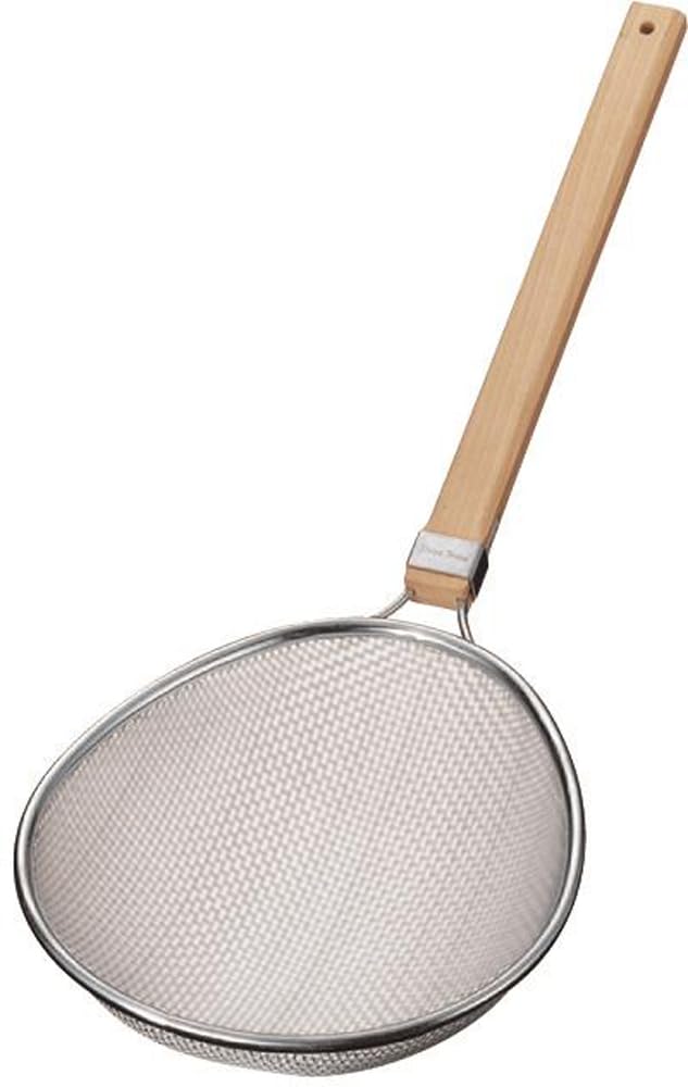 Three Snow Professional Scooping Net with Wooden Stainless Professional Scooping Made In Three Snow Shinetsu Works 10015 Handle, Medium, 18-8 Steel,
