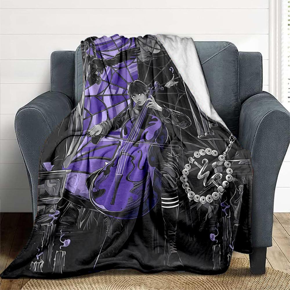 1 Stück Wednesday Addams Decke Leichte Flanelldecke Überwurfdecke Für Sofa, Bett, Reisen, Camping, Wohnzimmer, Büro, Couch