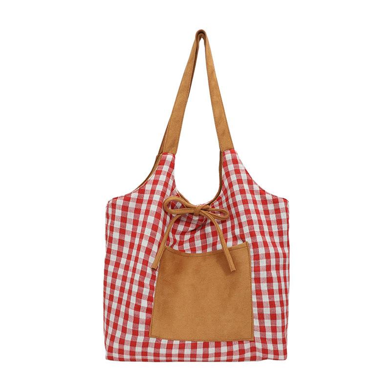 Plaid Large-capacity Class Commuter Bag Tote Bag Cloth Bag 2025 Autumn New Trend Fashion Foreign Shoulder Bag