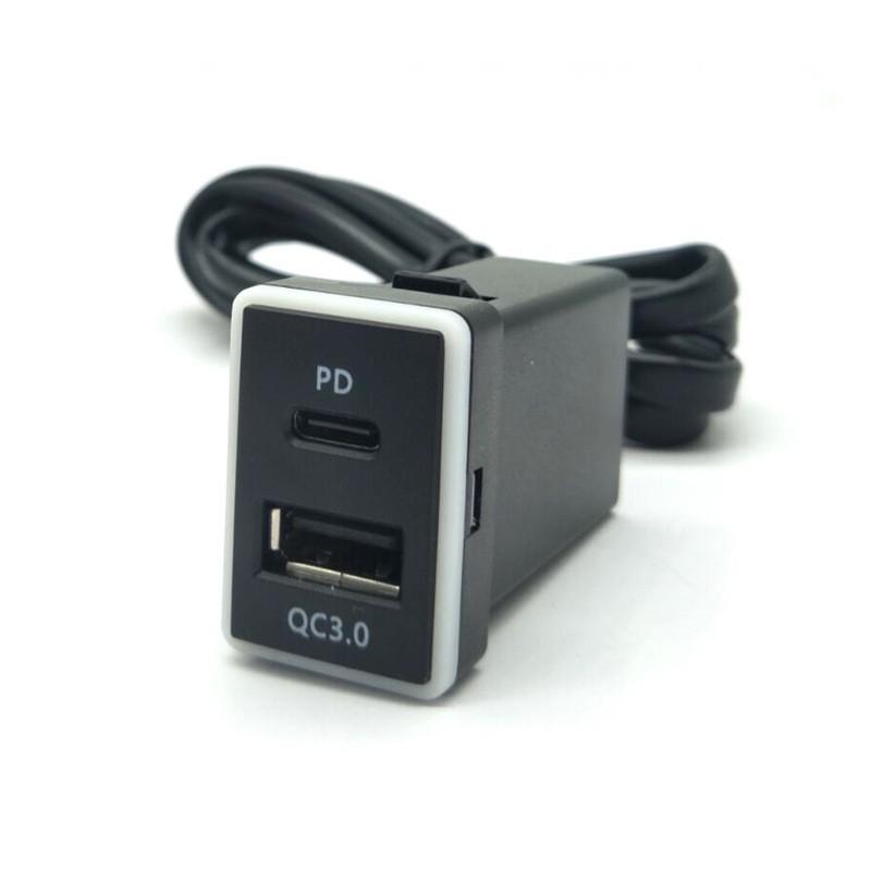 Nabíječka do auta s USB-C portem PD QC3.0, duální USB rychlonabíječka, 12V adaptér pro nabíjení mobilního telefonu pro Toyota ZW