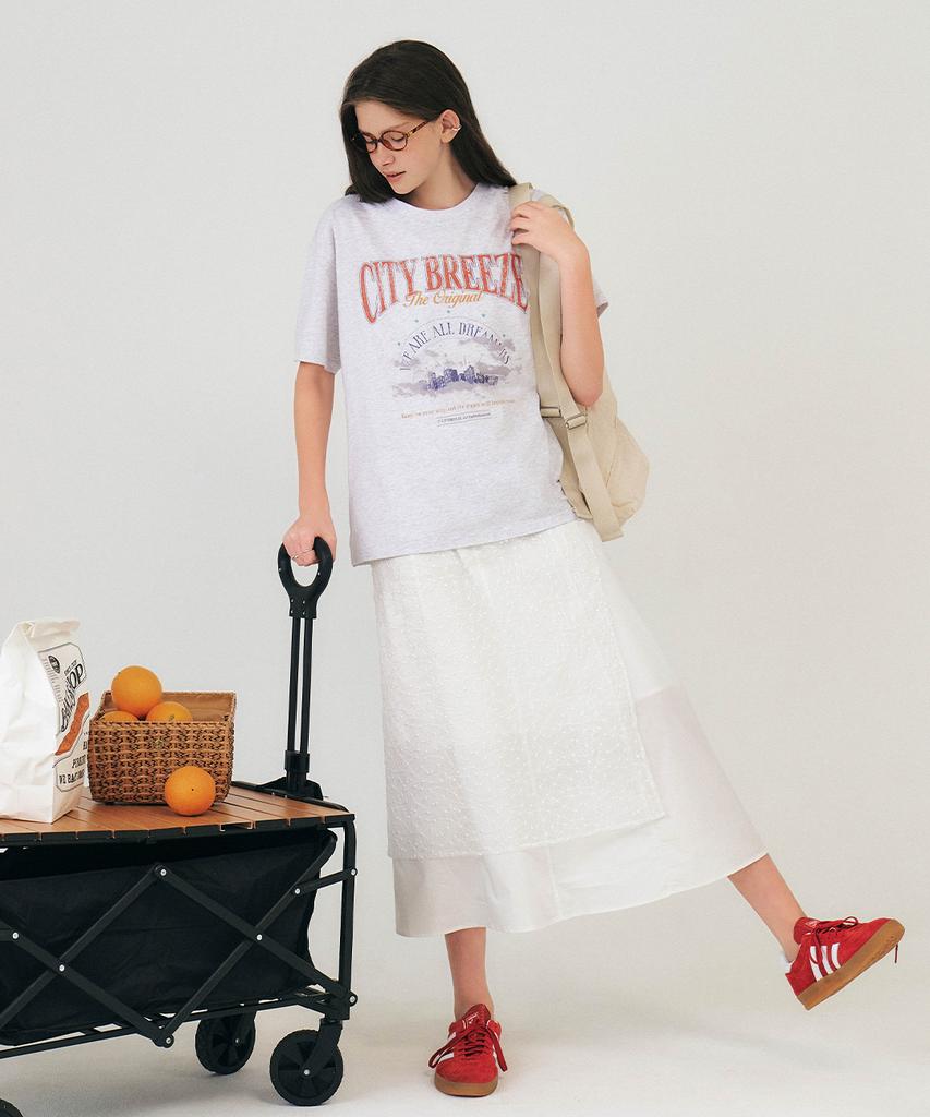 CITYBREEZE Cloudy City Artwork Short Sleeve T-Shirt_Melange White