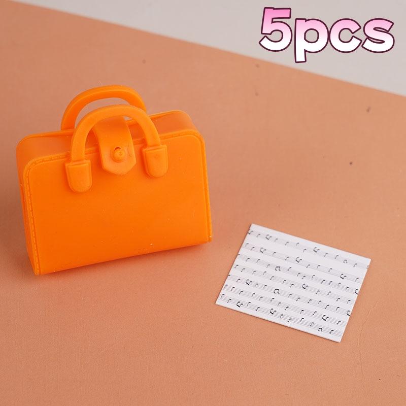 5Pcs Dolls Mini Bags Clothes Accessories 1/12 Dollhouse Simulated Handbag School Bag Music Score Model Study Decoration Toys