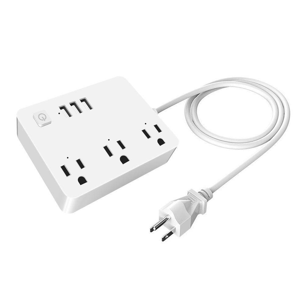 

White Multifunction Countdown Timing Home Wifi USB Smart Socket for TuyaAlexa US Plug білий