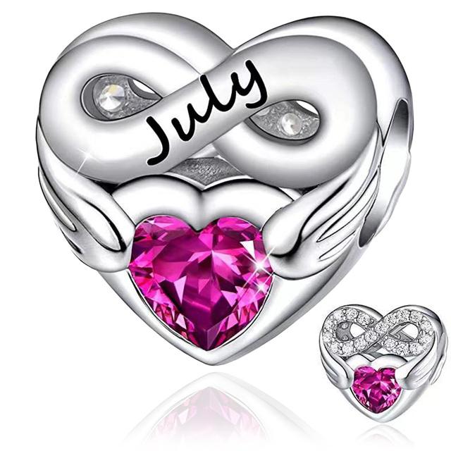New 925 Sterling Silver Birthstone Heart Pendant Letter Series Bead Fit Original Fashion Charms Bracelet Women Jewelry Diy Gift