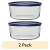 2 Pack 7 Cup Glass Food Storage Containers with SnugFit Lid Microwave Dishwasher Safe Round Kitchen Jars Healthy Durable