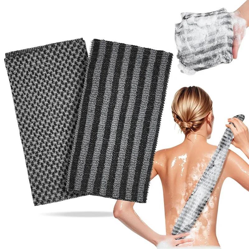 Multifunktionelles Badetuch Silberionen Peeling Waschlappen Rückenbürste Ultralang für Männer Dusche Tiefenreinigungstuch