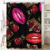 Luxury Crown Lipstick Rose Shower Curtain Bold Print Home Decor For Bathroom Waterproof Fabric With Hooks (Black)