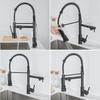 Cooltens Kitchen Single Lever Shower Mixer Extendable Rotating Foaming Hot and Cold 2 Spray Modes Faucet, Black, Tap, Hose, 360° Pull-Down Spray,