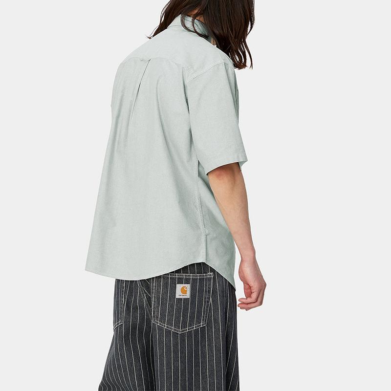 Carhartt WIP SS24 S/S Braxton Shirt Solid Color Loose Fit Short Sleeve Shirt With Front Pocket Unisex Shirts Park-Green I031454-25H-XX