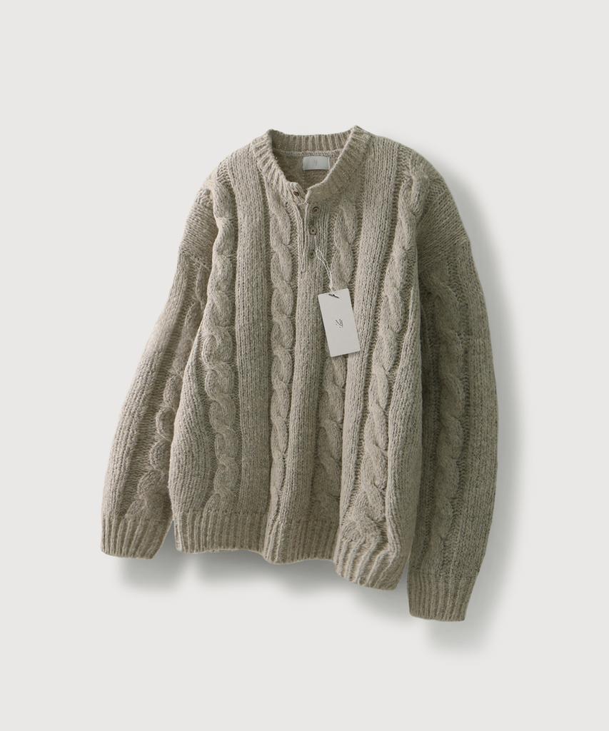 MOOD INSIDE [2Pack] Sono Cable Henley Neck Knit