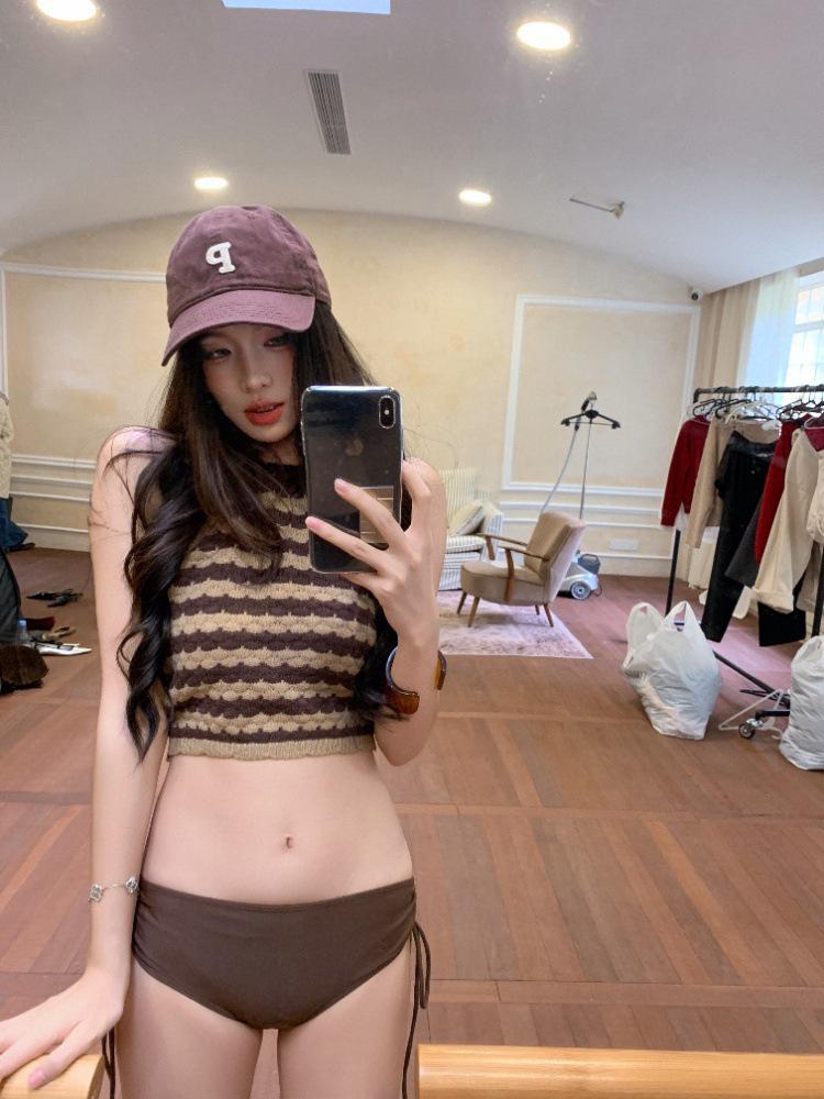 2026 Women's Striped Knit Bikini: Sexy Push-up Two-piece Swimwear