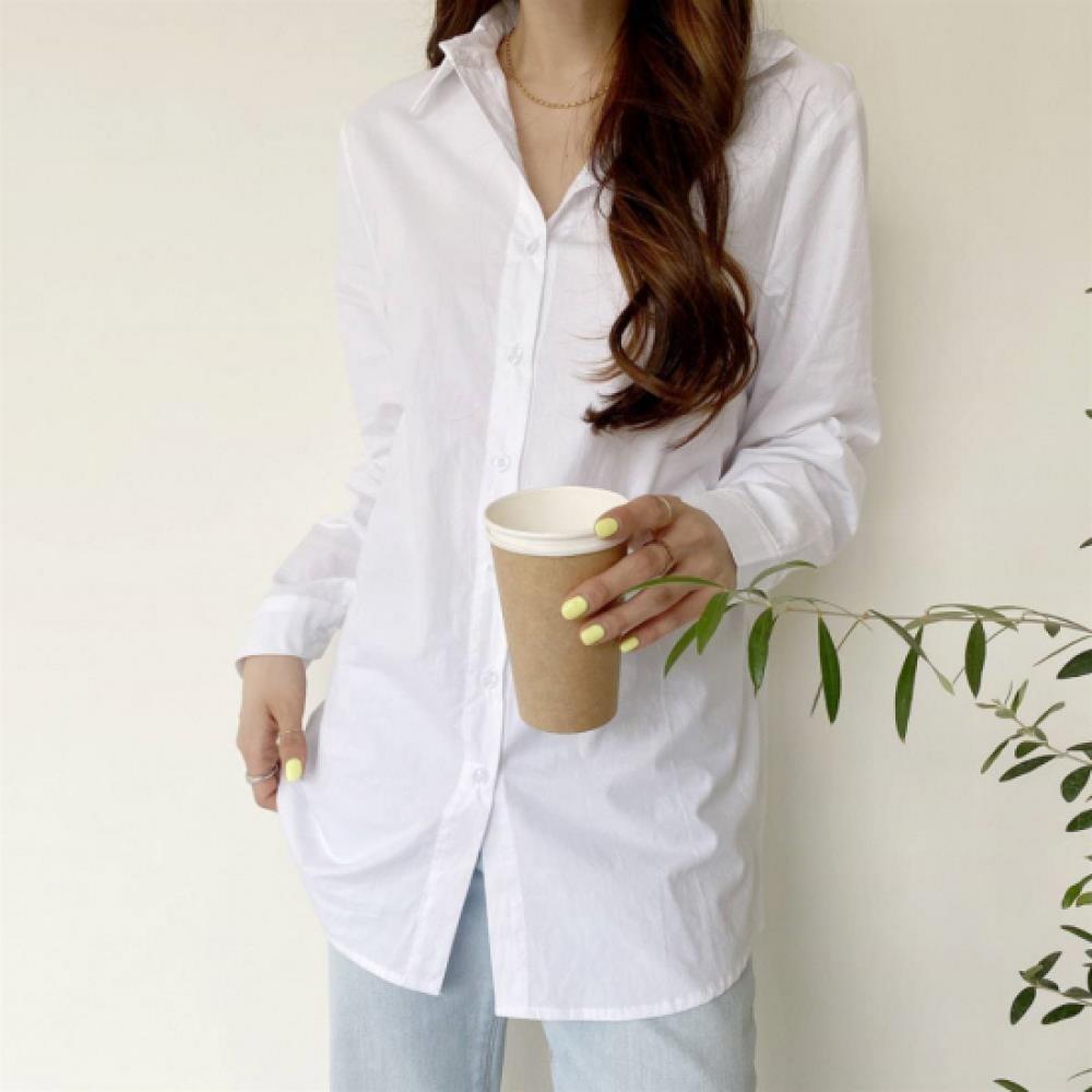 New Arrivals Open Run Women Loose Fit Roll Up Sleeve Cotton Shirt
