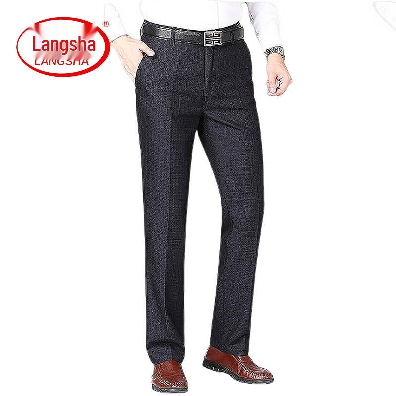 

LangSha Men s Straight Fit Business Casual Trousers 35