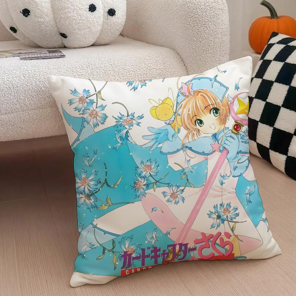 Anime C-Cardcaptor S-Sakura Pillow Case Anti-dustmite Pillowcase Invisible Zipper Silky Short Plush Sofa Cushion Cover