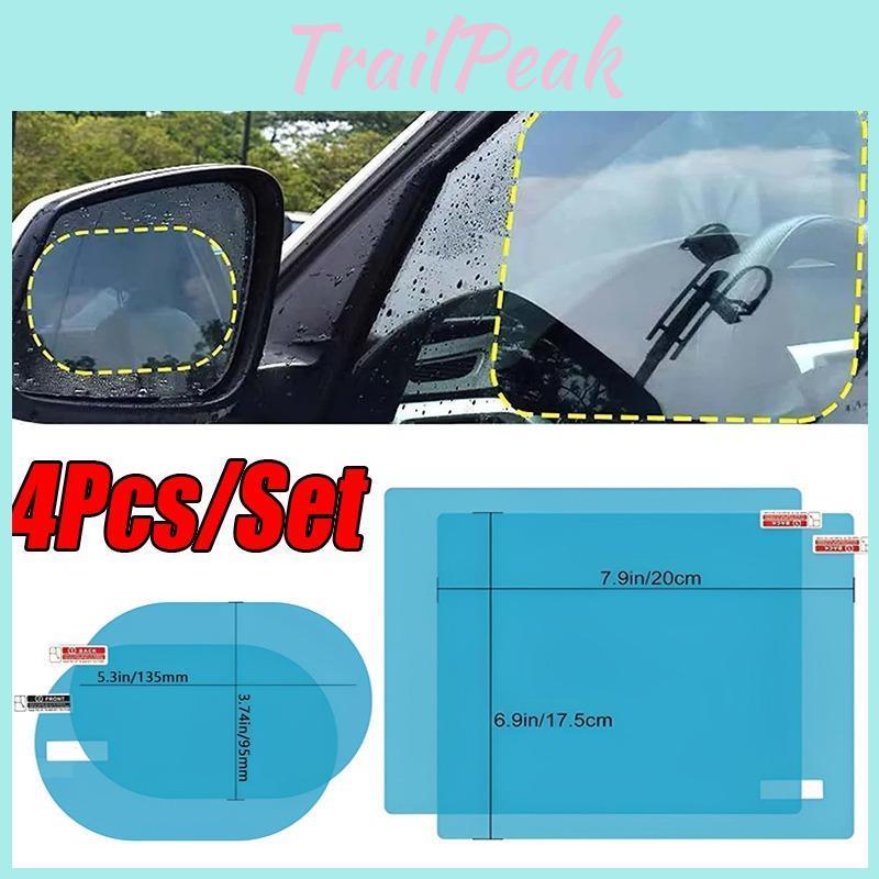 Rearview 4pcsset Rainproof Mirror Car Film Sticker Window Rain Proof Clear Protective Film Waterproof Rainproof Car Stickers