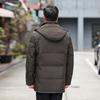 Middle-aged and elderly men's hooded cotton jacket thickened warmth and cold resistance to high-quality fabrics comfortable loose fashion down jacket