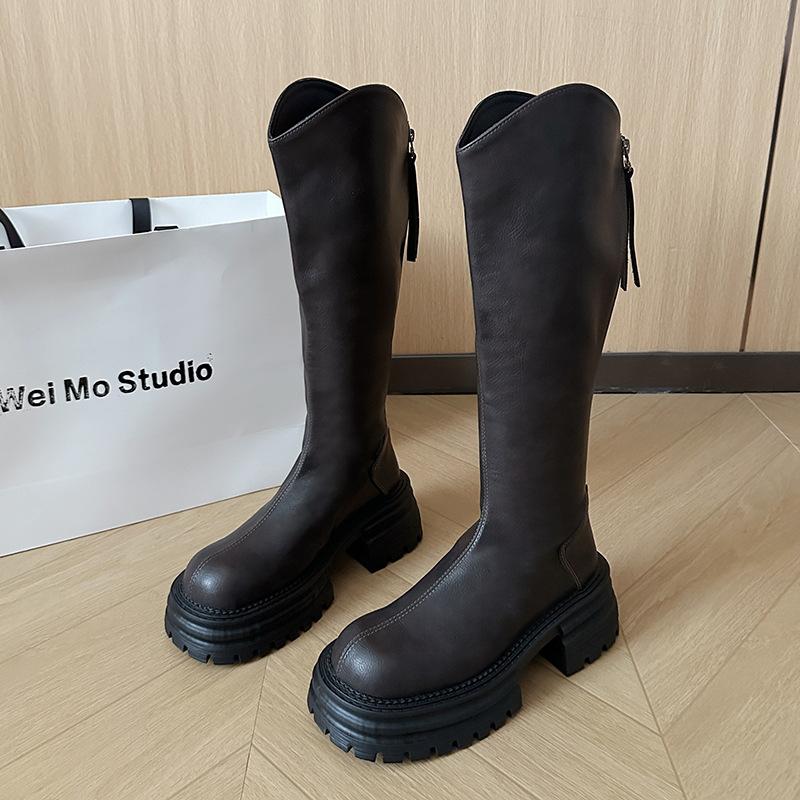 

Обтягивающие, но ботфорты Детские длинные сапоги 2025 осень и зима новые на высоком каблуке на толстой подошве рыцарские тонкие сапоги модная девочка 40 серый