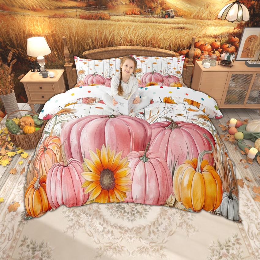 

Comforter Homewish Harvest Pumpkin Happy Fall Y All Bedding Set Thanksgiving Theme Bed Set Room Decor Comforter (quilt)-EU Single(135*200cm)3pcs