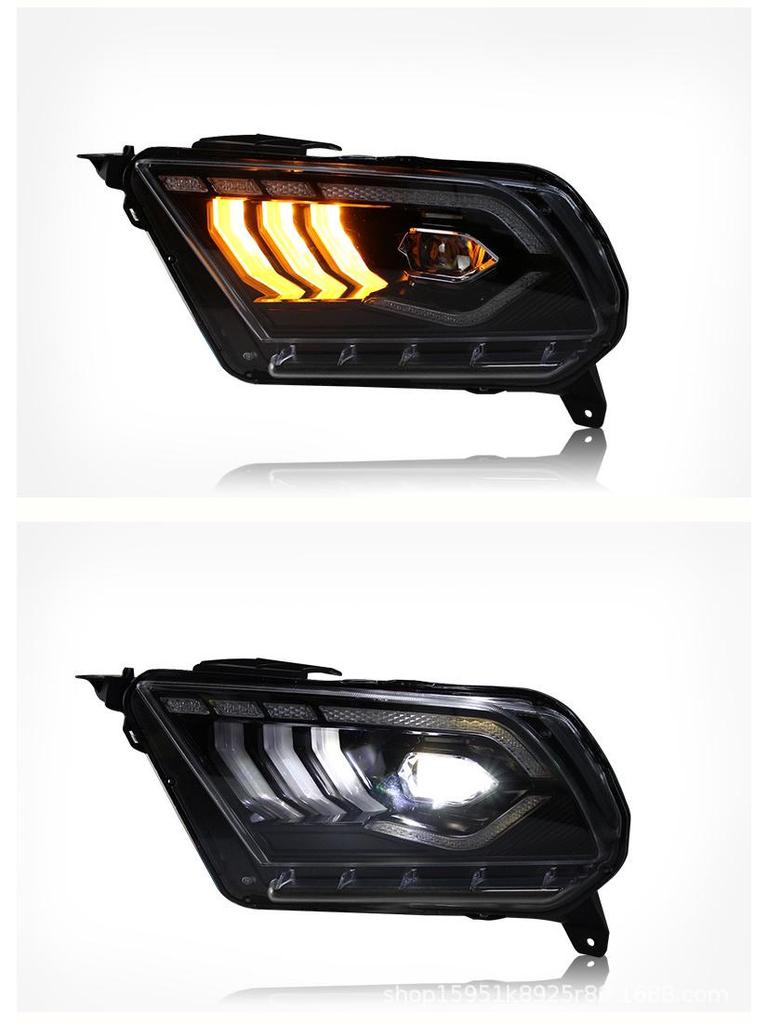 LED Headlight Assembly with Sequential Turn Signal for 2010-2014 Ford Mustang