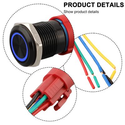 IP67 Su Geçirmez 12V Kendinden Kilitli LED Işıklı Basmalı Düğme Anahtarı