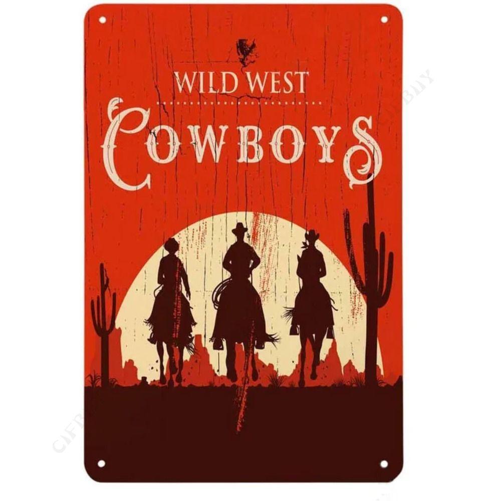 Wild West Cowboy Retro Metalen Blikbord Wanddecoratie 20x30cm