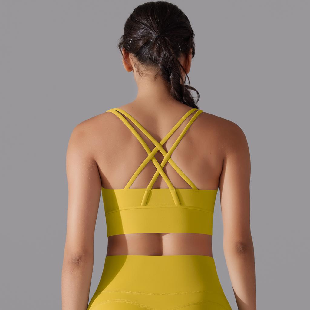 Nessaj Pustende Løpesportsvest Kvinner Push Up Yoga BH Back Cross Gym Fitness Undertøy