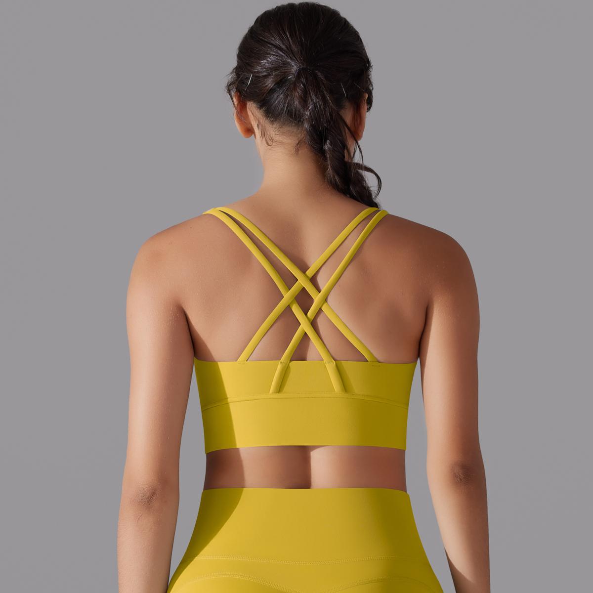 Auroth Back Cross Yoga Bra Womens Solid Color Gym Sports Жилет Beauty Back Fitness — фото 14