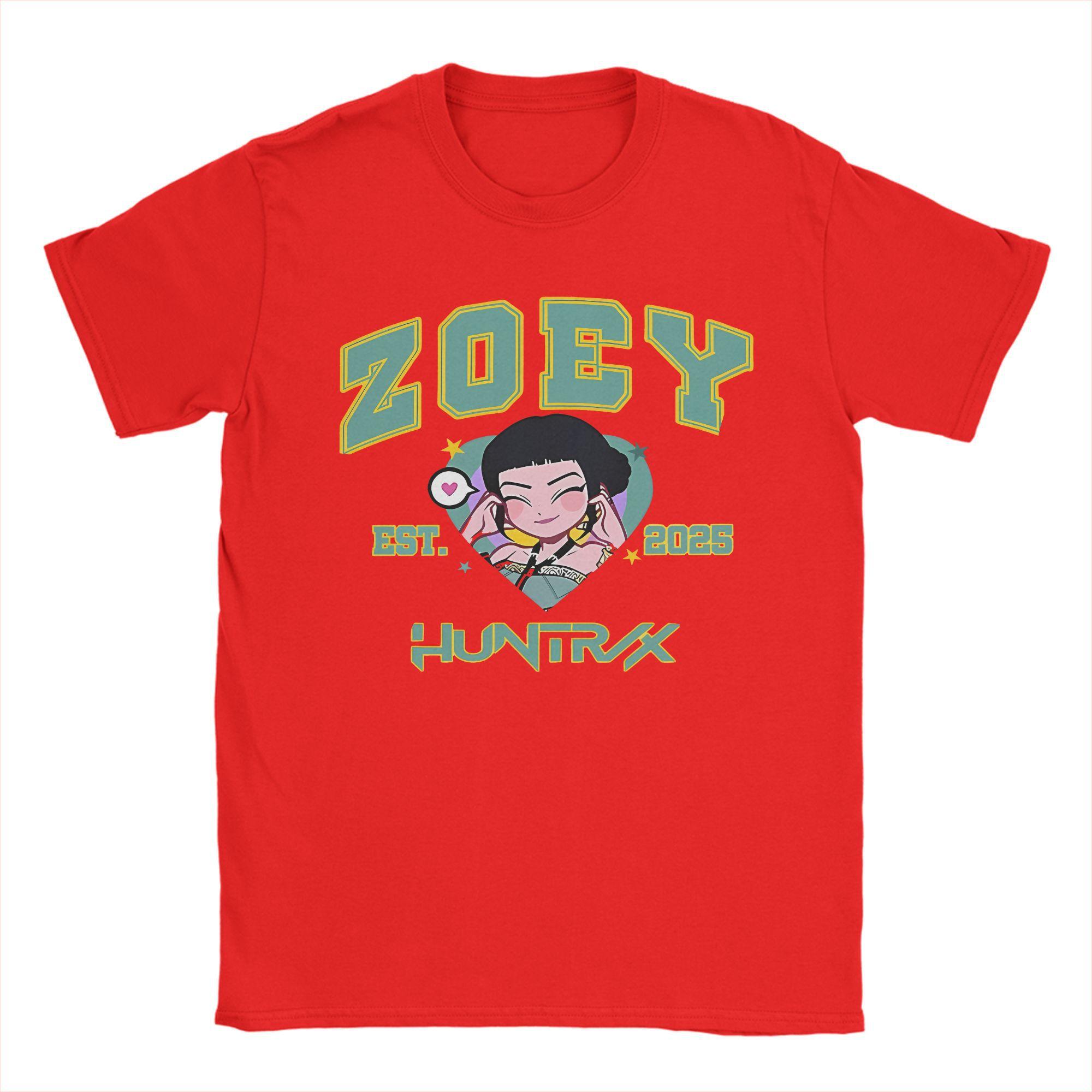 

KPop Demon Hunters Huntrix Zoey Men T Shirt Vintage Tee Shirt Short Sleeve Crewneck T-Shirts Pure Cotton Graphic Tops S