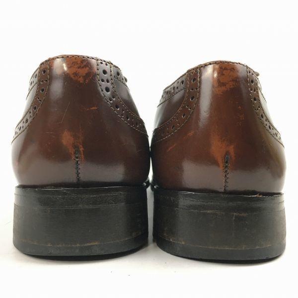 AMBLER Vintage Full Brogue Wingtip Business Shoes Brown Size 7.5 (25.5) All Leather Men's