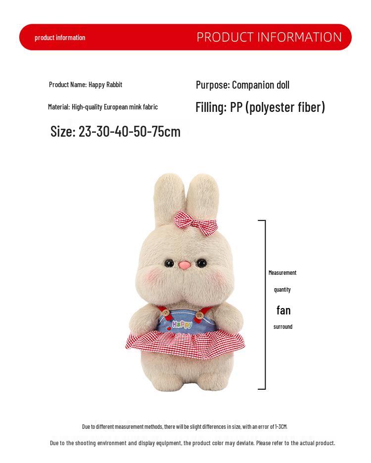 Adorable Rabbit Doll In Cute Skirt - Plush Toy with Comforting Cloth Outfit for Kids