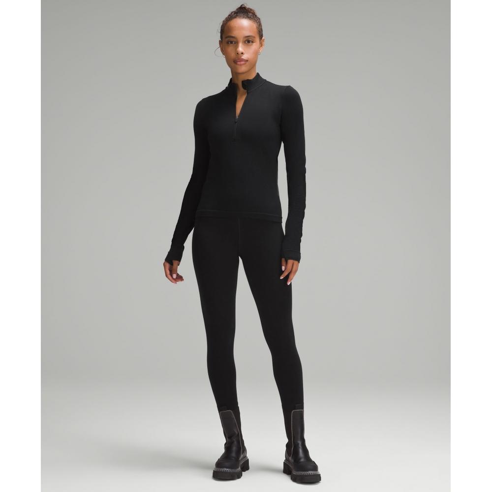 Lululemon Merino Wool Blend Base Layer Half Zip Black